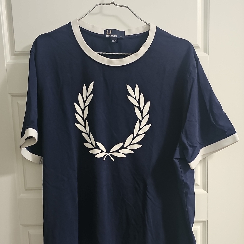 Fred Perry Blue Tee with White Accents